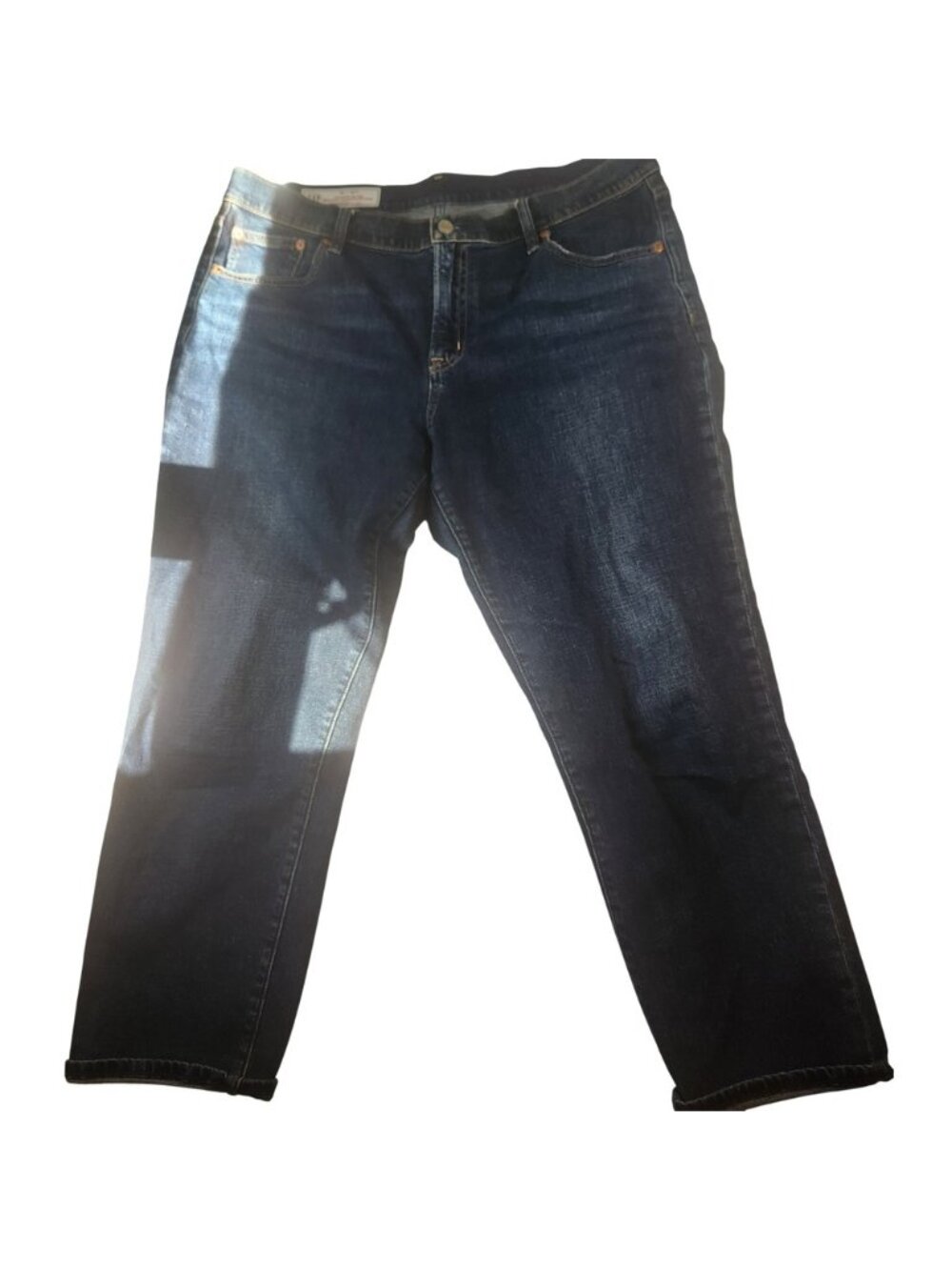 Gap Girlfriend Mid Rise Jeans Dark Wash Blue Denim Size 32r